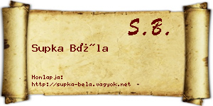 Supka Béla névjegykártya